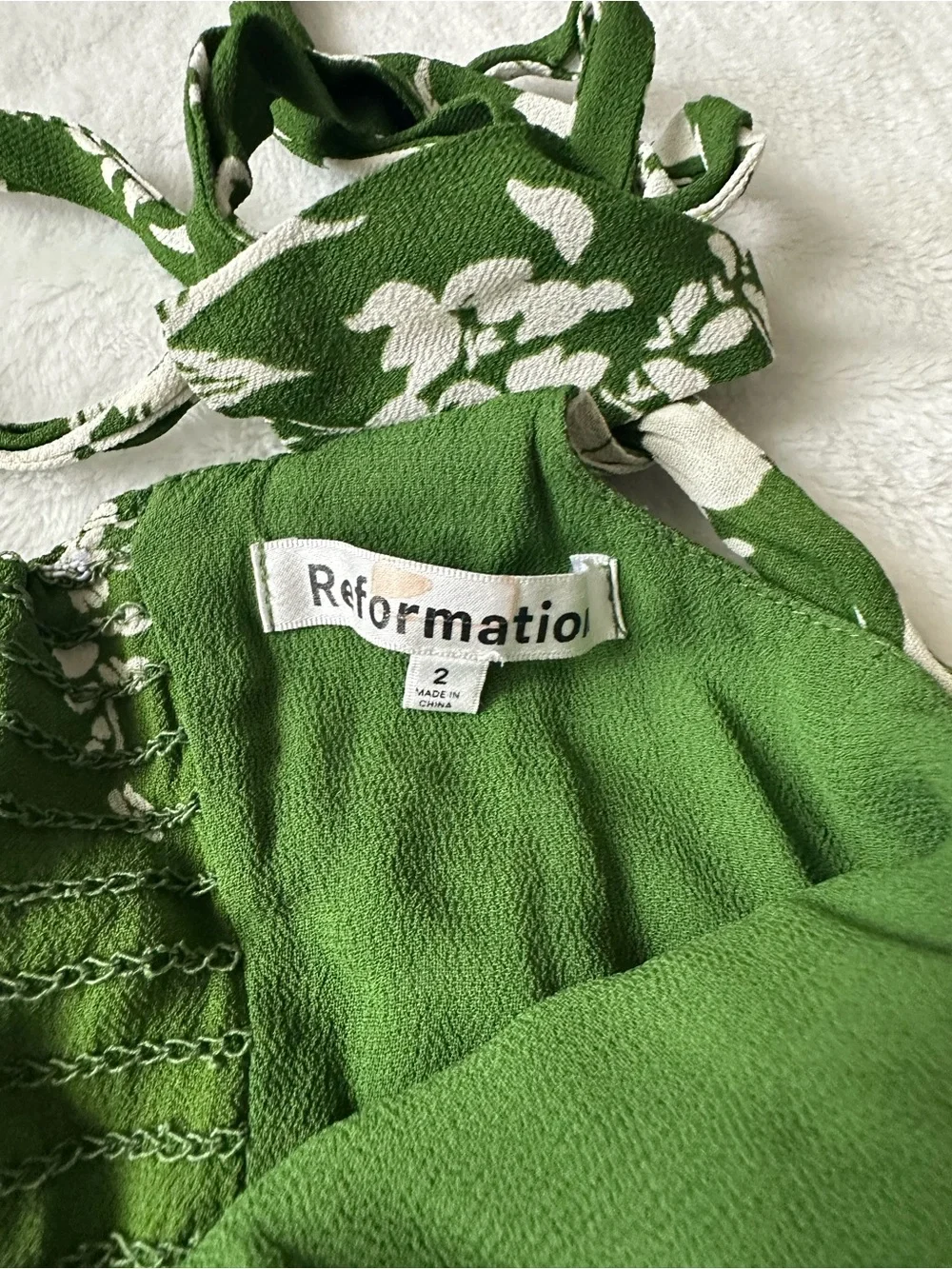 REFORMATION TWILIGHT DRESS GREEN size 2 - Picture 8 of 16